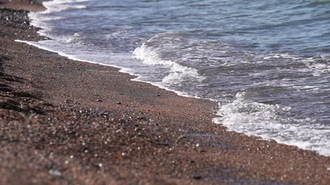 Beautiful ocean shore waves, slow motion Stock Footage 241587299