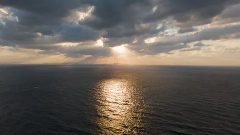 Beautiful Ocean Sparkling Under the Sun – Aerial View Stock Footage 336968494