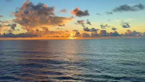 Beautiful ocean sunrise with clouds Stock Footage 335735304