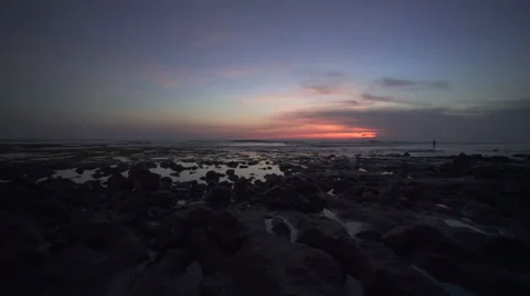 Beautiful ocean under coudy sunset sky time-lapes Stock Footage 60003472