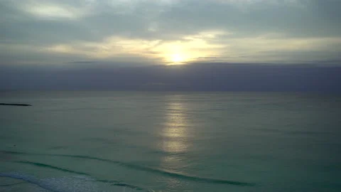 Beautiful ocean under coudy sunset sky time-lapse. Cancun, Mexico. Stock Footage 165692104