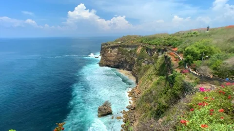 Beautiful ocean view from the cliff Stock Footage 122126335