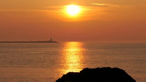 Beautiful ocean view sunset 4k shot Stock Footage 74767851