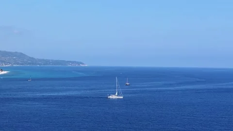 Beautiful ocean views off of Greece with copy space Stock Footage 243397201