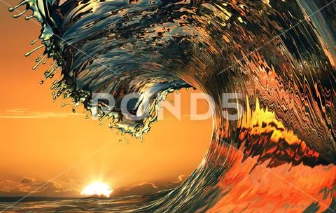 Beautiful ocean wave, sea water rip curl Stock Photos