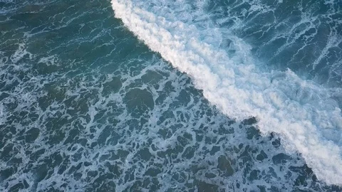 Beautiful ocean waves surface top down view from drone, aerial landscape Stock Footage 106613129