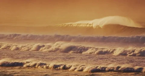 Beautiful Ocean Waves at Susnet Stock Footage 81250559