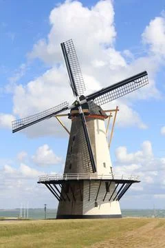 A beautiful old historic windmill, with four wings Stock Photos