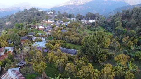 Beautiful Old Mountain Village In Nepal, Drone video Stock Footage 155278053
