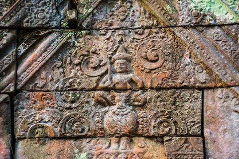 Beautiful old reliefs of ancient complex Koh Ker, Cambodia Stock Photos