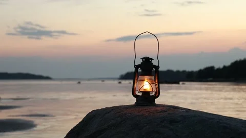 Beautiful old rustic oil lamp Stock Footage 154306264