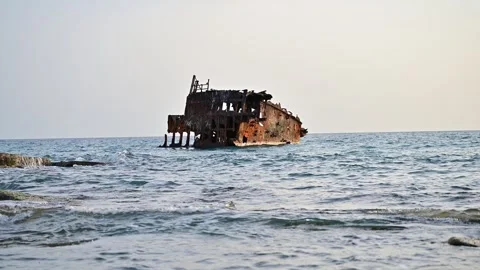 The beautiful old shipwreck Stock Footage 257228071