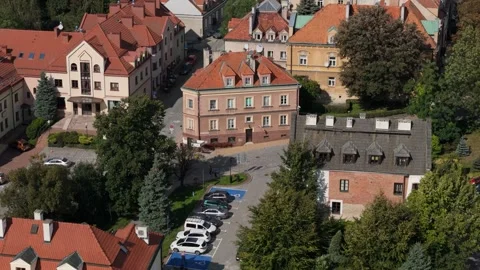 Beautiful Old Town Sandomierz Aerial View Poland Stock Footage 268371353