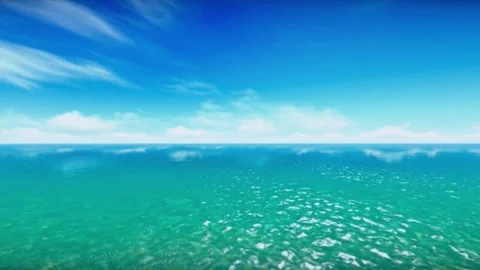 The beautiful open ocean under deep blue skies Stock Footage 138551134
