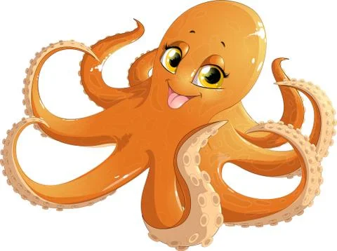 Beautiful orange octopus Stock Illustration