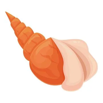 Beautiful orange seashell with pink inside lying on white background Illustrazione stock