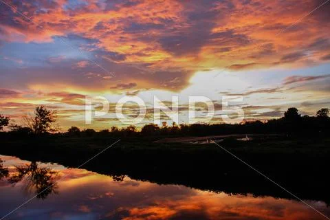 Beautiful orange sky Stock Photos