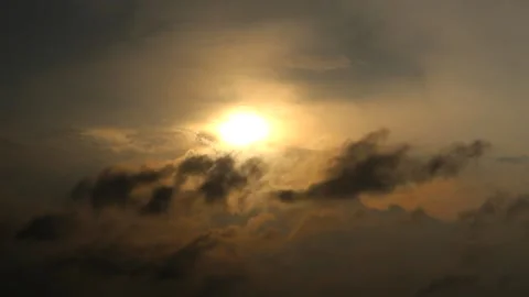 Beautiful orange sky sunset time and cloud silhouette moving by air slowly. Holi Stock Footage 134908059