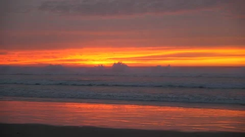 Beautiful Orange Sunset on Beach Stock Footage 170339940