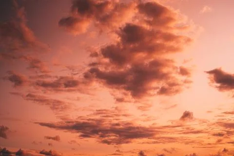 Beautiful Orange Sunset Clouds Moving in Sky Timelapse Stock Photos