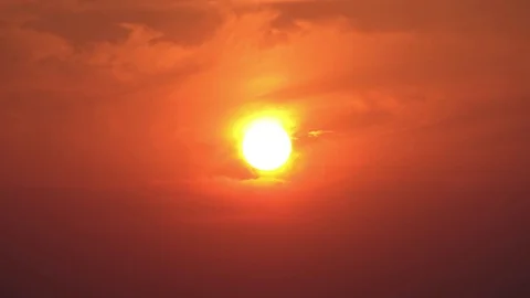 Beautiful Orange Sunset On Cloudy Sky Stock Footage 76106530