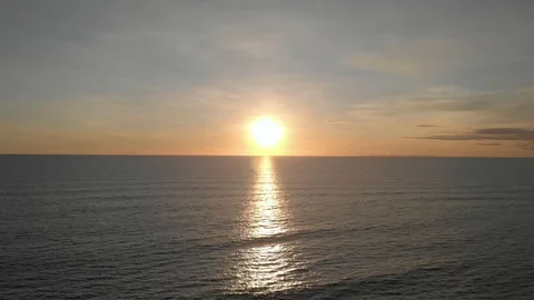 Beautiful orange sunset over the ocean. Stock Footage 129073877