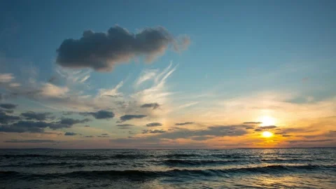 Beautiful orange sunset over the river, autumn, timelapse Video stock 161805862