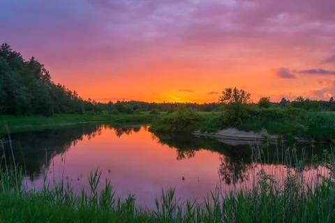 Beautiful orange sunset. Stock Photos