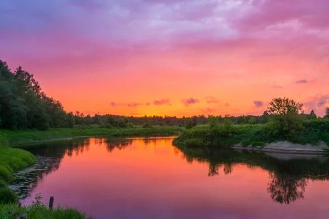 Beautiful orange sunset. Stock Photos