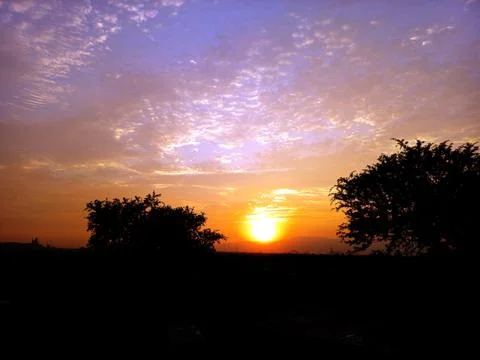 Beautiful orange sunset Stock Photos