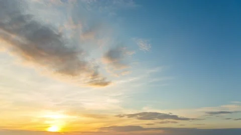 Beautiful orange sunset with spring clouds, timelapse, 4k Stock-Footage 133182681