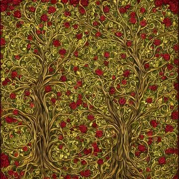 Beautiful ornamental pattern with trees. Stock Illustration