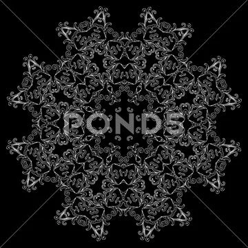 Beautiful ornamental rosette. For ethnic or tattoo design. Stock Illustration