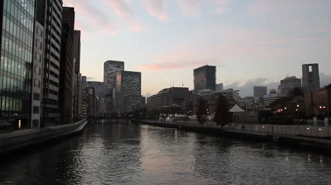 Beautiful osaka at evening Stock Footage 49487669