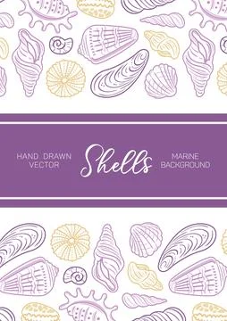 A beautiful outline illustration of seashells, capturing their intricate sh.. Illustrazione stock