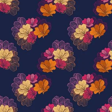 Beautiful outlined bouquet flower pattern Stock Illustration
