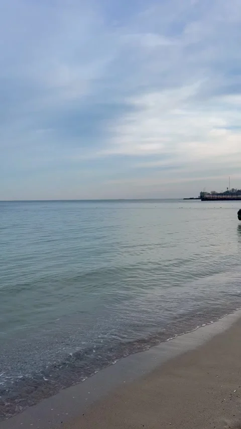 Beautiful Overcast Beach at Dusk Stock Footage 304884753