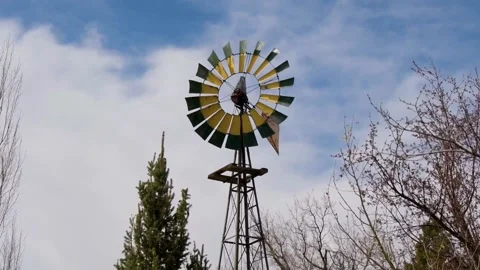 A beautiful overlooking view of nature and windmills in Cheyenne. Wyoming Stock Footage 209735565