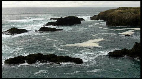 Beautiful Pacific Coast View with Birds and Cliffs Stock Footage