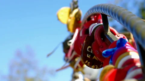 Beautiful padlocks for wedding arch Stock Footage 57533666