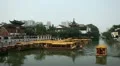 Beautiful Pagoda Nanjing Confucius Temple Fuzimiao Touristic Boat Passing People HD Footage