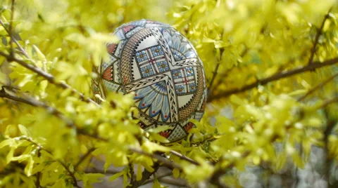 Beautiful Painted Easter Eggs in dolly shot Stock Footage 48834620