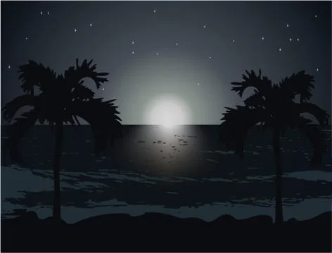 Beautiful palm on the beach Stock Illustration