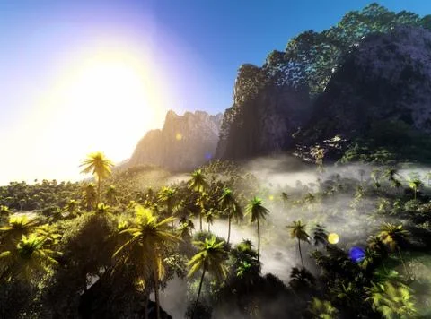 Beautiful palm trees Stock Illustration