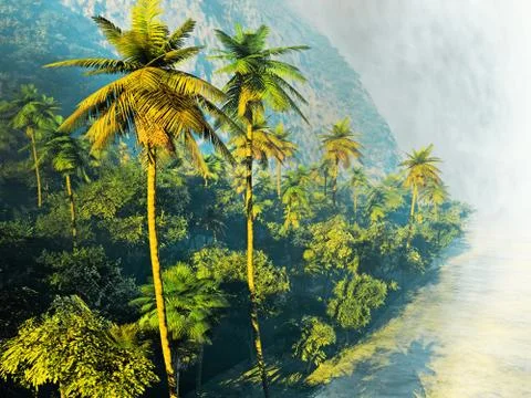 Beautiful palm trees Stock Illustration