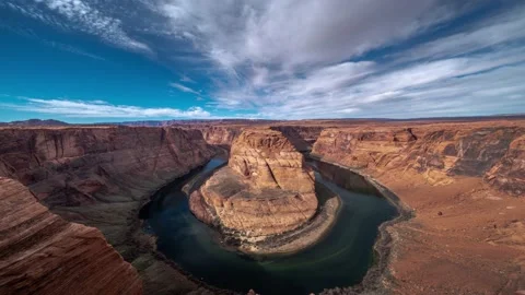 Beautiful panning timelapse of the infamous Horseshoe Bend on the Colorado river Stock Footage