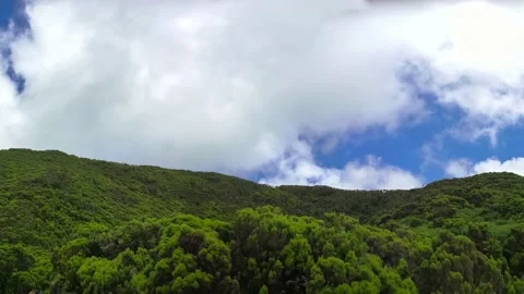 Beautiful panorama on a green mountain with cloudy sky Stock Footage 152914136