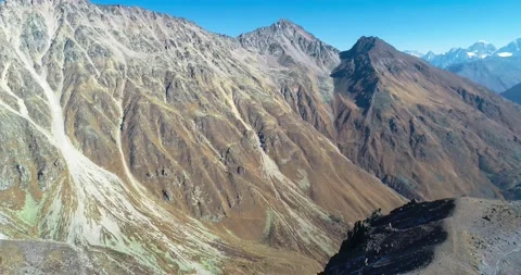 Beautiful panorama of the high mountains in the vicinity of Mount Elbrus Stock Footage 147102173
