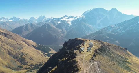 Beautiful panorama of the high mountains in the vicinity of Mount Elbrus Stock Footage 147102241