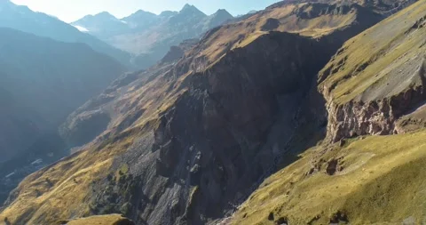 Beautiful panorama of the high mountains in the vicinity of Mount Elbrus Stock Footage 147102345